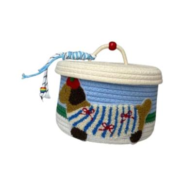 Imagem de ＫＬＫＣＭＳ Cesta de Algodão para Armazenamento com Tampa, Ideal para Toalhas E Brinquedos, Branco, Tamanho real