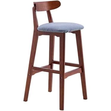 Imagem de Banqueta De Balcão De Cozinha Banqueta De Bar Moderna Minimalista Cadeiras De Bar Estofadas Em Linho Bancos Altos De Madeira Maciça, #4, One Size