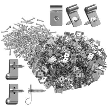 Imagem de Atotalof 100 peças de clipes de cerca de arame de aço inoxidável – Braçadeiras elétricas de arame com parafusos – Fio soldado de calibre 12-16 seguro para postes de madeira