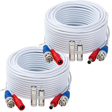 Imagem de Tainston Pacote com 2 cabos de alimentação de vídeo BNC de 50 metros, fio de câmera de segurança de vídeo com conectores para sistema de vigilância de câmera CCTV DVR