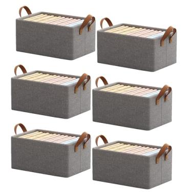 Imagem de Caixa de armazenamento, caixa empilhável para guarda-roupas, durável, fácil de montar, lavável, adequada para uso doméstico e quartos.(KIT6)