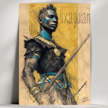 Imagem de Quadro Decorativo Orixá - Oxum, Oxóssi, Ogum, etc - Umbanda/Candomblé - Escolha 30 Obras! (Rústico, Oxaguian, 20x14cm)