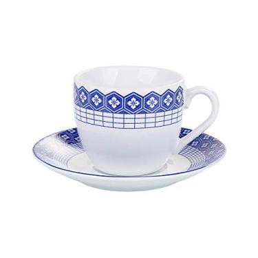 Imagem de Conjunto 6 Xícaras P/café De Porcelana Atenas 90ml Lyor Branco E Azul Único