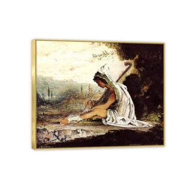 Imagem de RYLJCZ Lâminas de arte mural famosas de Gustave Moreau- Giotto- Reproduções de pinturas em tela- quadro emoldurado póster decoração de parede giclée 30 x 36 cm (11,8 x 14,1 pol) moldura dourada