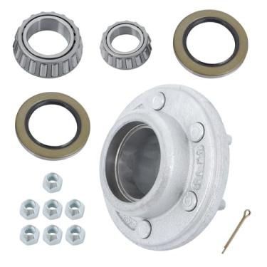 Imagem de labwork Kits de rolamento de roda de cubo de reboque 6 rolamentos de cubo 15123-1 1/4 25580-1 3/4 com 2 peças de vedação de graxa 1 peça de chaves de contrapaceiro para 2,721.6 kg