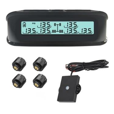 Imagem de Tyona Sistema de monitoramento de pressão de pneu RV, (0-199PSI) preto caminhão/reboque TPMS solar com 4 sensores, TB4 atualizado 6 modos de alerta, com repetidor de transmissão de sinal de longa