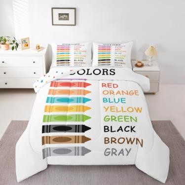 Imagem de Feelyou Conjunto de cama infantil com enchimento de edredom e aprendizagem, tamanho solteiro, educacional, pré-escolar, jardim de infância, adolescentes, 2 peças