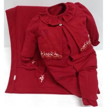 Imagem de Kit Saída Maternidade Luxo Bebê Menina Bordado Paraiso 17770-Feminino