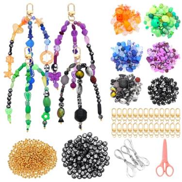 Imagem de Ferreve 630 peças DIY kit de fabricação de chaveiro contas de letras ajustáveis cordão chaveiro presente alfabeto joias chaveiro bolsa berloques mochila acessórios para mulheres lembrancinha de festa
