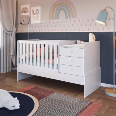 Imagem de Berço Infantil Multifuncional Menino Menina 196cm com Cômoda, Trocador