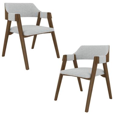 Imagem de Kit 2 Cadeiras Sala De Jantar E Jogos Carteados Madeira Maciça Poker Linho Cinza-nogueira G42 - Gran Belo