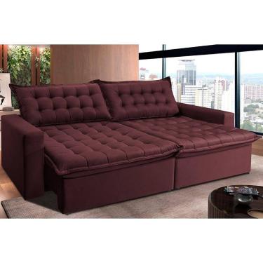 Imagem de Sofá Retrátil Reclinável E Cama 2,35m Cama Inbox Flex Suede Velusoft Vinho