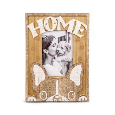 Imagem de Moldura de madeira para cães, 12 x 18 cm, moldura 3D, casa, com estampa de buldogue, moldura rústica, casa de fazenda, para animais de estimação, exibição de memorial, presentes de mesa ou parede