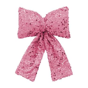 Imagem de Vaveren Enfeite de árvore de Natal com laço, enfeite de árvore de Natal, decoração criativa e brilhante de Natal, guirlanda com laço para lareira, bar, sala, Rosa