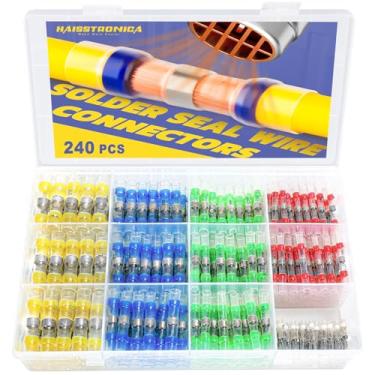 Imagem de Conectores de fio de vedação de solda Haisstronica 240 peças, conectores de fio à prova d'água com resistência à corrosão e à prova de intempéries, conectores termorretráteis para embarcações, elétricos, marinhos (5 cores/5 tamanhos)