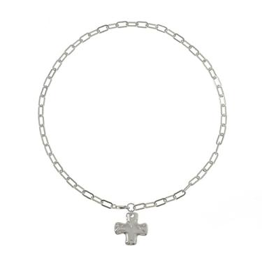 Imagem de Goohopsun Colar de cruz grossa para mulheres, moderno, ouro 14K, prata em camadas, pingente de cruz, pingente de cruz vintage, clipe de papel, espinha de peixe, gargantilha de cobra, conjunto de