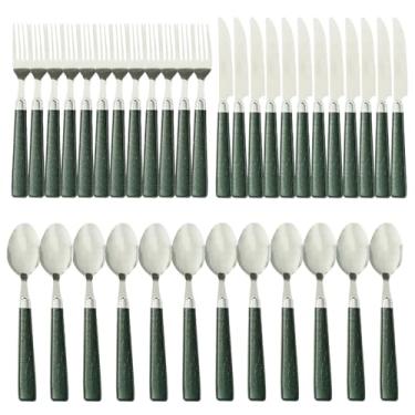 Imagem de Faqueiro Jogo de Talheres Aço Inox Cabo de Courino Garfo Faca Colher (Kit 36)