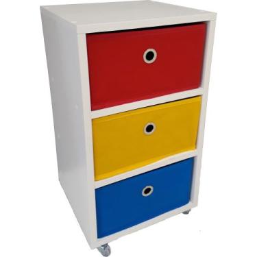 Imagem de Mesa de cabeceira com 3 gavetas e rodízios 32x59x30 cm - Vermelho - Am