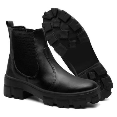 Imagem de Bota Feminina Chelsea Coturno Tratorada Confortável Preta - RINALDI'S 