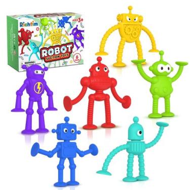 Imagem de Brinquedos de banho para bebês Richtim Robot Sucction Cup Toys 6 unida