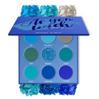 Imagem de Paleta de sombras MAKI YIKA Blue 9 cores Matte Shimmer Glitter