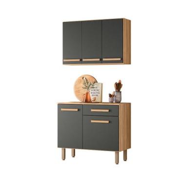 Imagem de Combo Melinda Para Cozinha Armário Aéreo Com Balcão - Nicioli, Freijó/