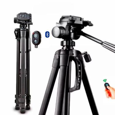 Imagem de Kit Tripé Profissional Câmera 1,60M com Suporte Celular+Bluetooth  - T