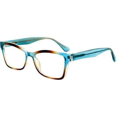 Imagem de Armação de Óculos Retangular LA8008 (Retangular, Azul com Marrom Degradê)