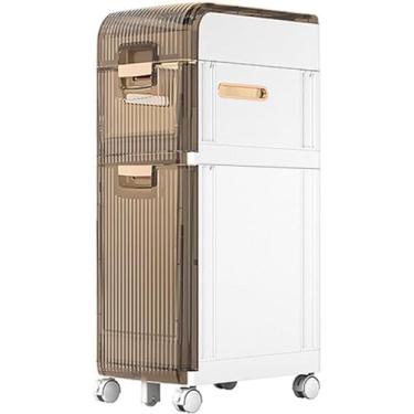 Imagem de Armário De Armazenamento De Banheiro Com Rodas Unidade De Armazenamento De Toalhas Armário De Exposição De Chão Armário Alto à Prova D'Água Para Espaços Estreit, 3 Tier - 93cm