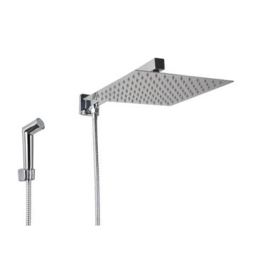 Imagem de Ducha Inox 304 25 cm c/ Chuveirinho de Mão em ABS com Trava - AMG Meta