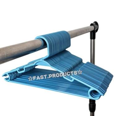 Imagem de Cabide infantil juvenil 50 unidades azul bebê. - fast-plastic