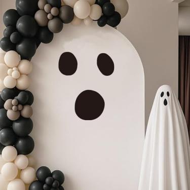 Imagem de Whaline 4 peças de adesivos de pano de fundo de Halloween Spooky Boo decalque fantasma branco para aniversário chá de bebê revelação de gênero decorações de festa