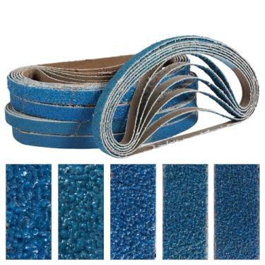 Imagem de ZJRDYYK 30 peças de correias de lixamento de 9,5 x 33 cm, (6 cada de grãos 40/60/80/100/120), correias de lixamento de zircônia para lixadeira de cinto, correias de lixadeira industrial para madeira