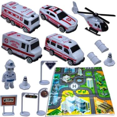 Imagem de Kit Carrinhos Ambulância Resgate Doutor Médico Brinquedo Educativo Acessórios