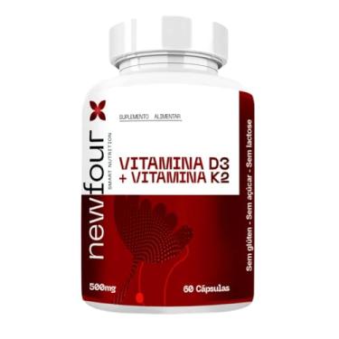 Imagem de Vitamina D3 + K2 500mg New Four – 60 Cápsulas | Suplemento Premium para Ossos, Dentes, Cálcio e Imunidade | Alta Absorção | Sem Glúten, Sem Açúcar, Sem Lactose