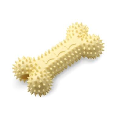 Imagem de AdoPet Brinquedos molares fofos para limpeza de dentes de cachorro em forma de osso de borracha, brinquedo para mastigar filhotes, brinquedo de Natal (amarelo)
