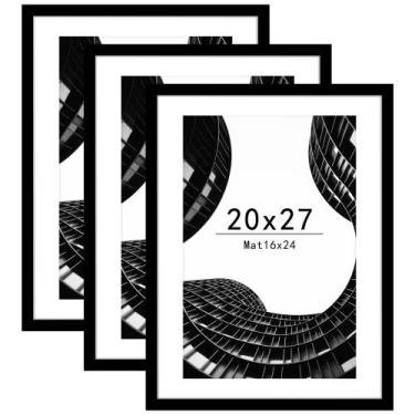 Imagem de Conjunto de 3 porta-retratos Abtgt pretos de 20x27cm com tapete de 16x