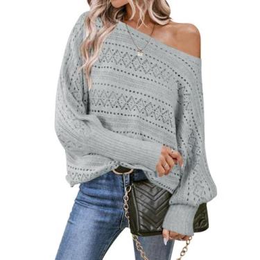 Imagem de Blusa feminina Cakulo, sem ombros, outono de 2024, cinza, GG