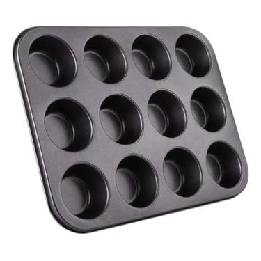 Imagem de Forma para Pão de Queijo 12 Cavidades Preta Cupcake Empadinha