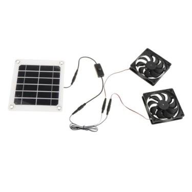 Imagem de XLWLLNJ Ventilador de painel solar Ventilador de exaustão movido a energia solar Painel monocristalino à prova de intempéries Ventilador solar para garagem, Ventilador Duplo