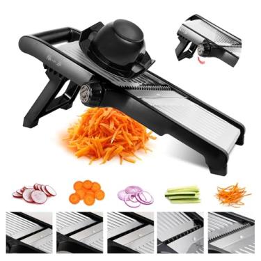 Imagem de ZHANG XIAO QUAN SINCE 1628 Fatiador de alimentos Mandoline para cozinha, fatiador de legumes mandoline ajustável de aço inoxidável Julienne, fatiador de legumes e batata frita e cebola