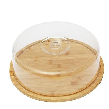 Imagem de PORTA BOLO DE BAMBU COM TAMPA 28cm x 28cm x 9,5cm