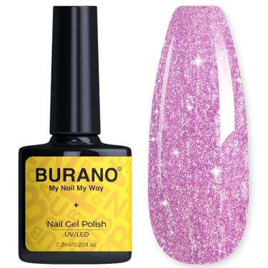 Imagem de BURANO Esmalte de gel com glitter, gel de unhas UV LED, efeito holográfico brilhante, absorver, sem brilho, salão de unhas DIY doméstico (rosa claro LP57)