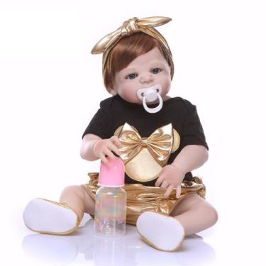 Imagem de Bebe Reborn Menina Realista 100% Silicone 57 Cm- Cecília - PRO BABY