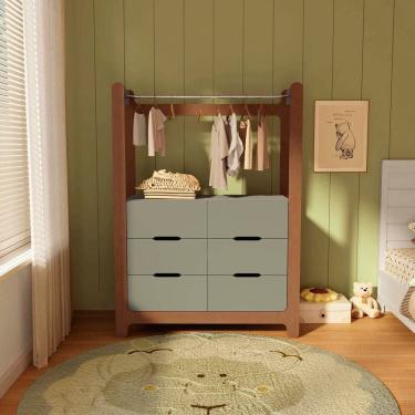 Imagem de Guarda-roupa Closet Infantil com 6 Gavetas e Cabideiro 100% Mdf Olívia Verti/ Castanho