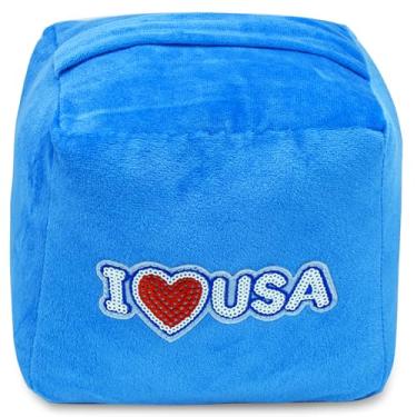 Imagem de CERAYOU Batente de porta decorativo pesado, batente de porta quadrado resistente com alça, protetores de parede de batente de piso de porta de tecido macio, azul EUA