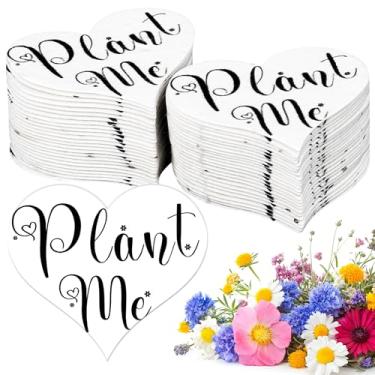 Imagem de Papel de semente plantável em forma de coração, 60 peças, lembrancinhas de festa de flores silvestres para casamentos, chuveiros, aniversários, memoriais e presentes de jardim