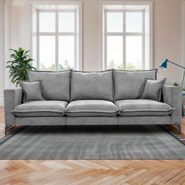 Imagem de Sofá 3 Lugares Modular Boma. 2,40m Boucle Sofá Inbox Cinza Claro