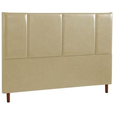 Imagem de Cabeceira Estofada Queen Panamá Couro Bege 160 Cm