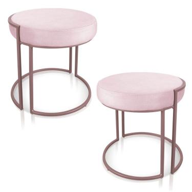 Imagem de Kit 2 Puffs Love Suede Rosa Bebê Base Rose